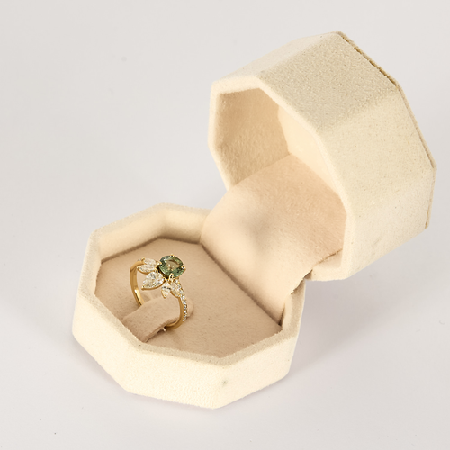 Gemmyo -  EverBloom Pavée - Bague or diamant et saphir vert.