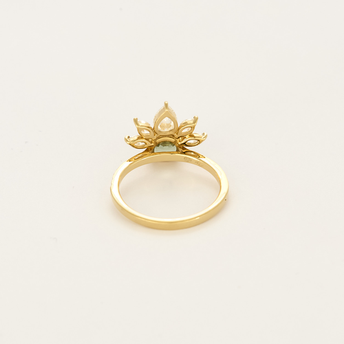 Gemmyo -  EverBloom Pavée - Bague or diamant et saphir vert.