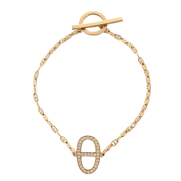 HERMES - Chaîne d'ancre Contour - Rose gold and diamond bracelet
