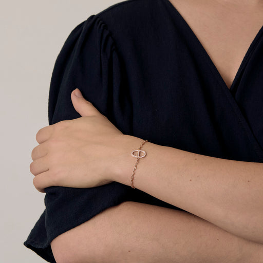 HERMES - Chaîne d'ancre Contour - Pulseira em ouro rosa e diamantes. XS.
