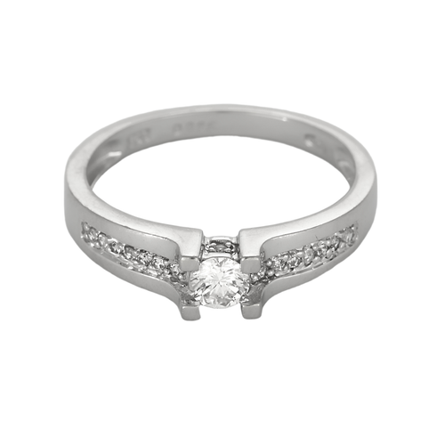 Anello Solitario in oro grigio diamante circa 0,20 carati.