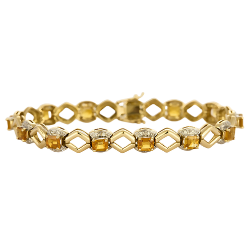 Náramek ze žlutého zlata a oranžových safírů