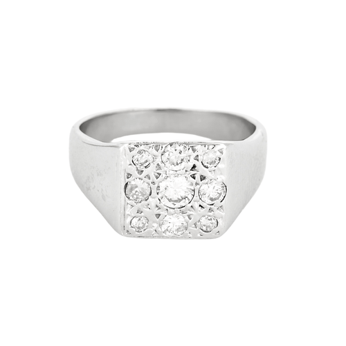 Elegant Signet ring style ring in white gold and diamonds