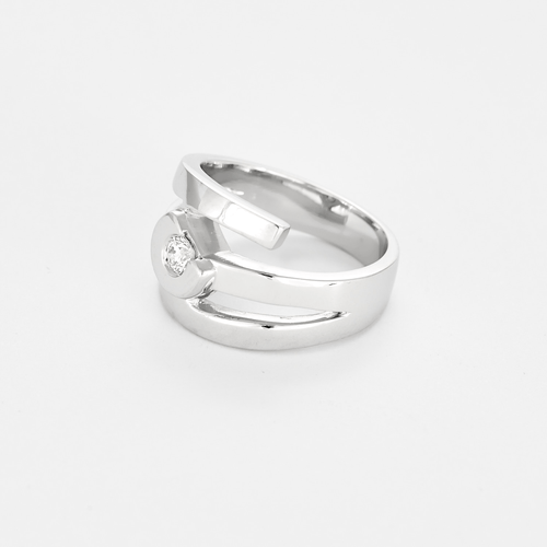 Bague 53,5 Bague moderniste en or blanc à motif géométrique et diamant 58 Facettes DV27446-2-535-5