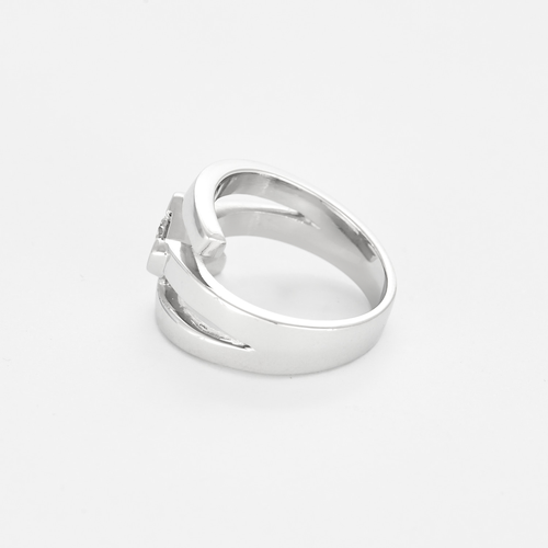 Modernistischer Ring aus Weißgold mit geometrischem Motiv und Diamant