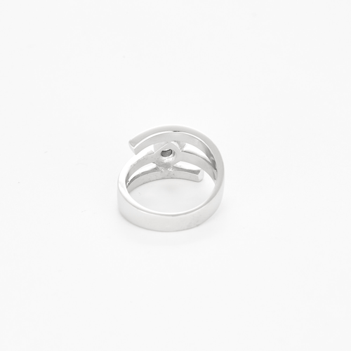 Bague 53,5 Bague moderniste en or blanc à motif géométrique et diamant 58 Facettes DV27446-2-535-5