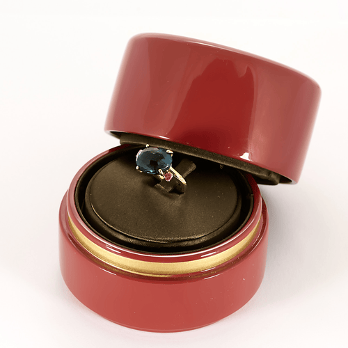 Pomellato - Bahia - Ring aus Roségold mit blauem Topas und facettierten rosa Saphiren.