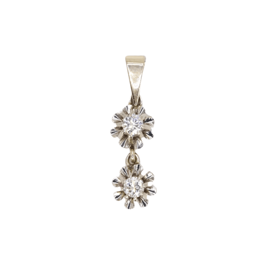 Pendentif Pendentif or blanc diamants taille brillant 0,20 ct 58 Facettes J413