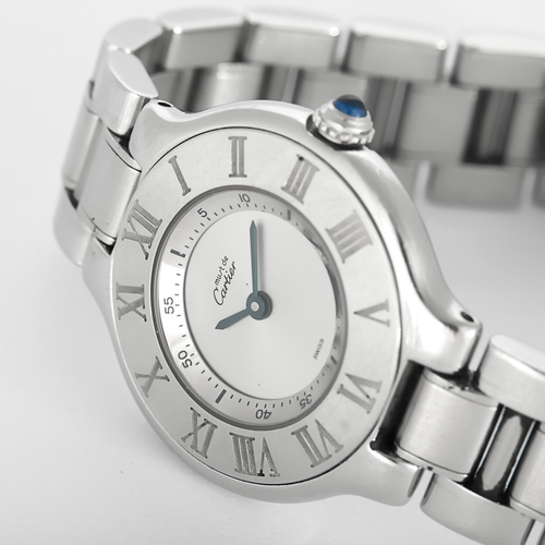 Cartier - Must - Ocelové hodinky s quartzovým strojkem a kulatým pouzdrem