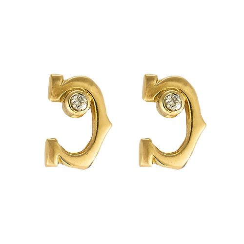 CARTIER- C - Pair of yellow gold and diamond earrings. Vintage.