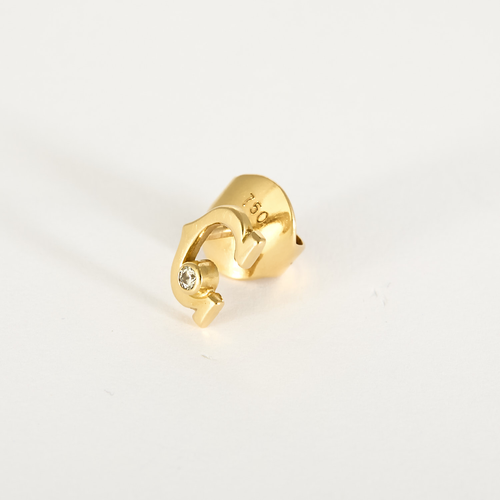 CARTIER- C - Pair of yellow gold and diamond earrings. Vintage.