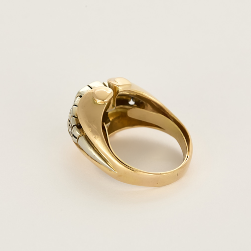 Bague en or rose, or gris, diamants en chute