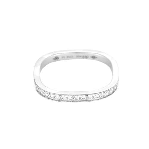 Bague 50 Dinh Van – Alliance carrée or gris et diamants 58 Facettes DV18596-3