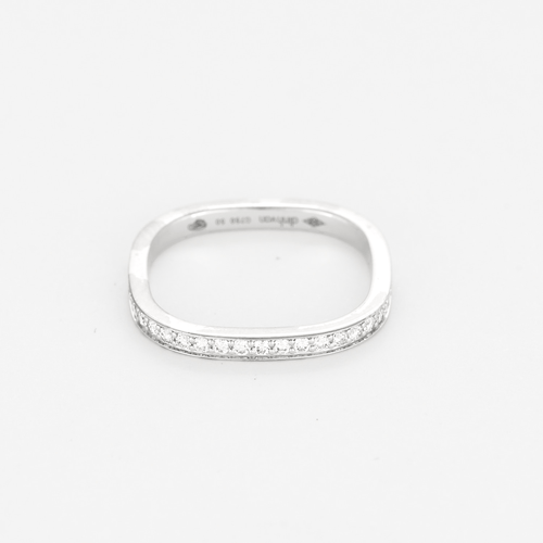 Bague 50 Dinh Van – Alliance carrée or gris et diamants 58 Facettes DV18596-3