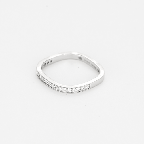 Bague 50 Dinh Van – Alliance carrée or gris et diamants 58 Facettes DV18596-3