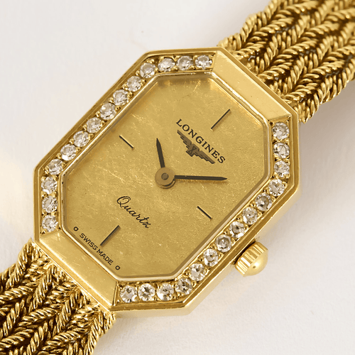 Montre Longines - Montre en or jaune et diamants à boitier octogonal à mouvement quartz 58 Facettes DV27468-6
