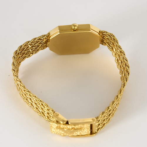 Longines - Yellow gold and diamond watch with octagonal case and quartz movement