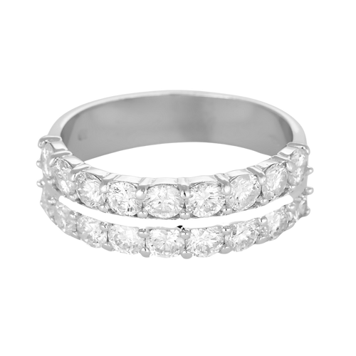 Doppelter Armreif-Ring aus Weißgold und Diamanten