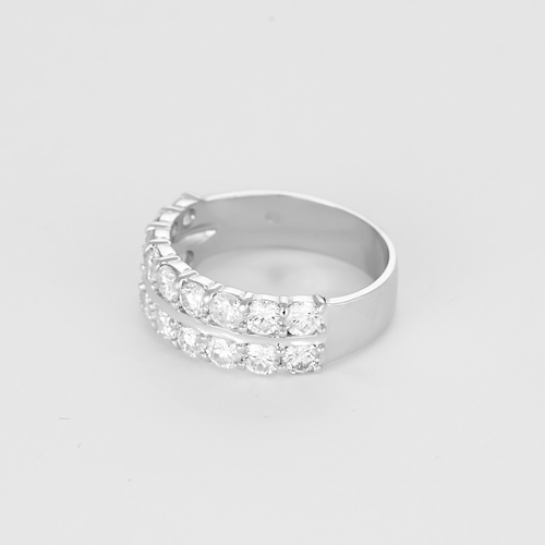 Doppelter Armreif-Ring aus Weißgold und Diamanten