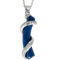 Chain and Pendant in white gold, lapis lazuli, and small diamonds.
