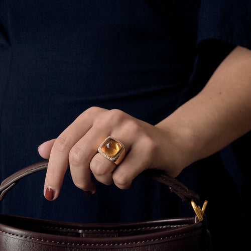 Fred Paris - Pain de Sucre - Middels modell - Ring i gult gull og sitrin