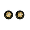 Chanel - Camélia - Pair of yellow gold, onyx and diamond earrings. Vintage.