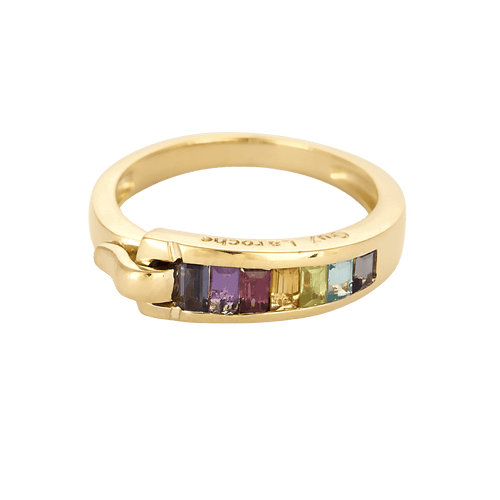Guy Laroche - Ring i gult guld och färgade stenar