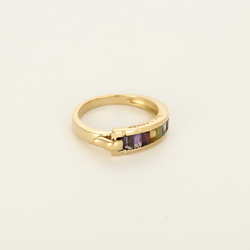 Guy Laroche - Ring i gult guld och färgade stenar