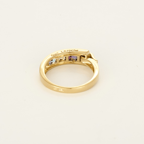 Guy Laroche - Ring i gult guld och färgade stenar