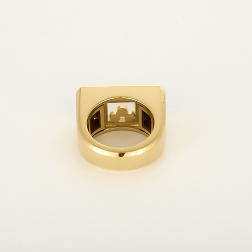 CHOPARD- Happy diamond - Ring Signetring i gulguld med diamantpavé
