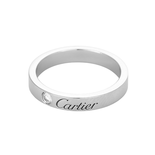 Cartier - Bague jonc en platine et diamant