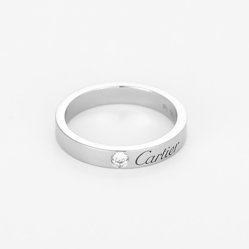 Cartier - Bague jonc en platine et diamant
