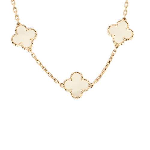 Collier Vintage Alhambra 10 motifs or rose et nacre 58 Facettes DV0967-6