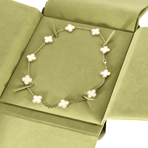 Collier Vintage Alhambra 10 motifs or rose et nacre 58 Facettes DV0967-6