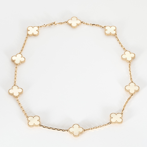 Collier Vintage Alhambra 10 motifs or rose et nacre 58 Facettes DV0967-6