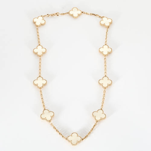 Collier Vintage Alhambra 10 motifs or rose et nacre 58 Facettes DV0967-6