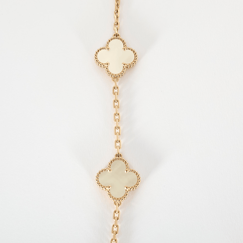 Collier Vintage Alhambra 10 motifs or rose et nacre 58 Facettes DV0967-6