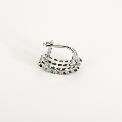 Boucles d'oreilles Paire de Boucles d'oreilles or 14K , saphirs, rubis, émeraudes et pierres blanches 58 Facettes DV27050-9