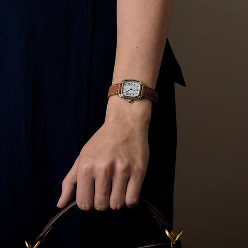 Cartier, Gondole-horloge in witgoud met leren band