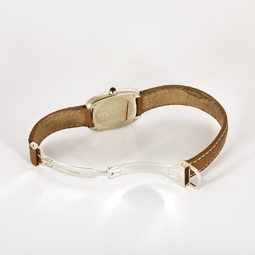 Cartier, Gondole-horloge in witgoud met leren band