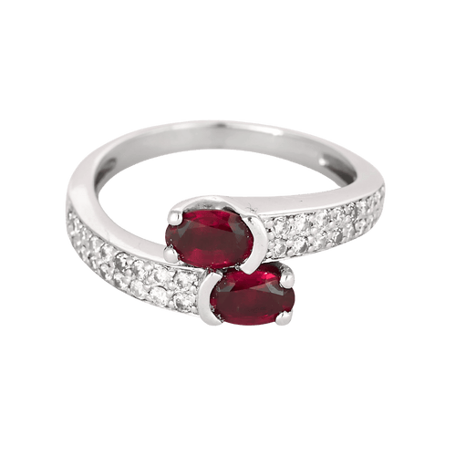 18k White Gold Ring Ruby and Diamond