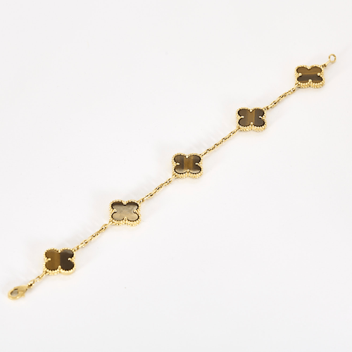 Bracelet VAN CLEEF & ARPELS Bracelet Vintage Alhambra en Or jaune 18k Oeil de tigre 58 Facettes DV0370-8