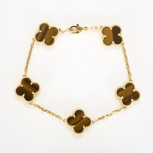 Bracelet VAN CLEEF & ARPELS Bracelet Vintage Alhambra en Or jaune 18k Oeil de tigre 58 Facettes DV0370-8