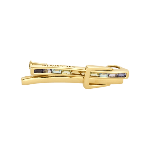 GUY LAROCHE - Brosche aus 18 Karat Gelbgold Quarz
