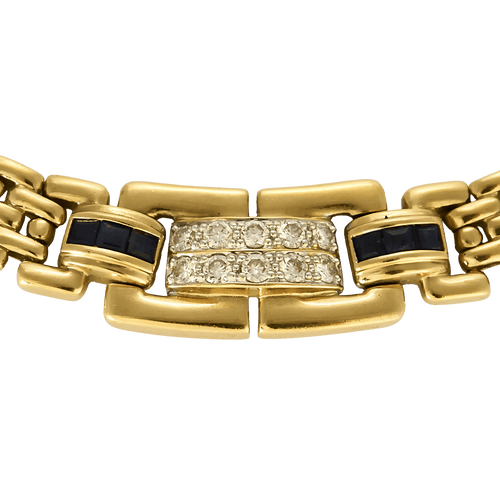 Halskette aus 18k Gelbgold mit Diamant und Saphir