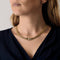 Halskette aus 18k Gelbgold mit Diamant und Saphir