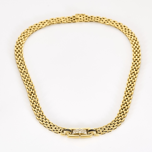 Halskette aus 18k Gelbgold mit Diamant und Saphir