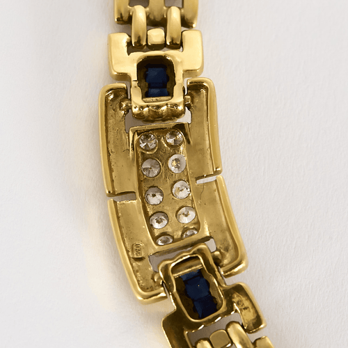 Halskette aus 18k Gelbgold mit Diamant und Saphir