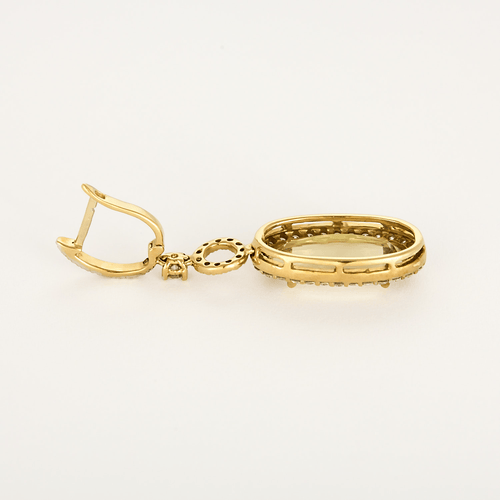 Pair of Earrings in yellow gold, lemon quartz and diamonds