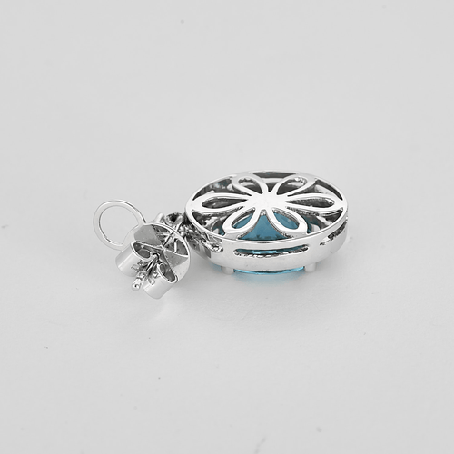 Pair of earrings in white gold, topaz, and diamonds